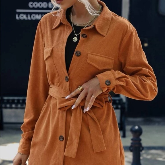 New corduroy belted button down jacket - Picture 3 of 7